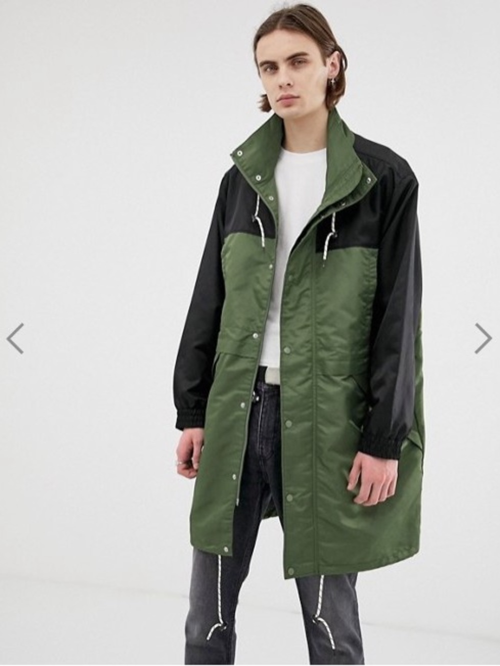 Weekday Olive and Black Two-Tone Parka